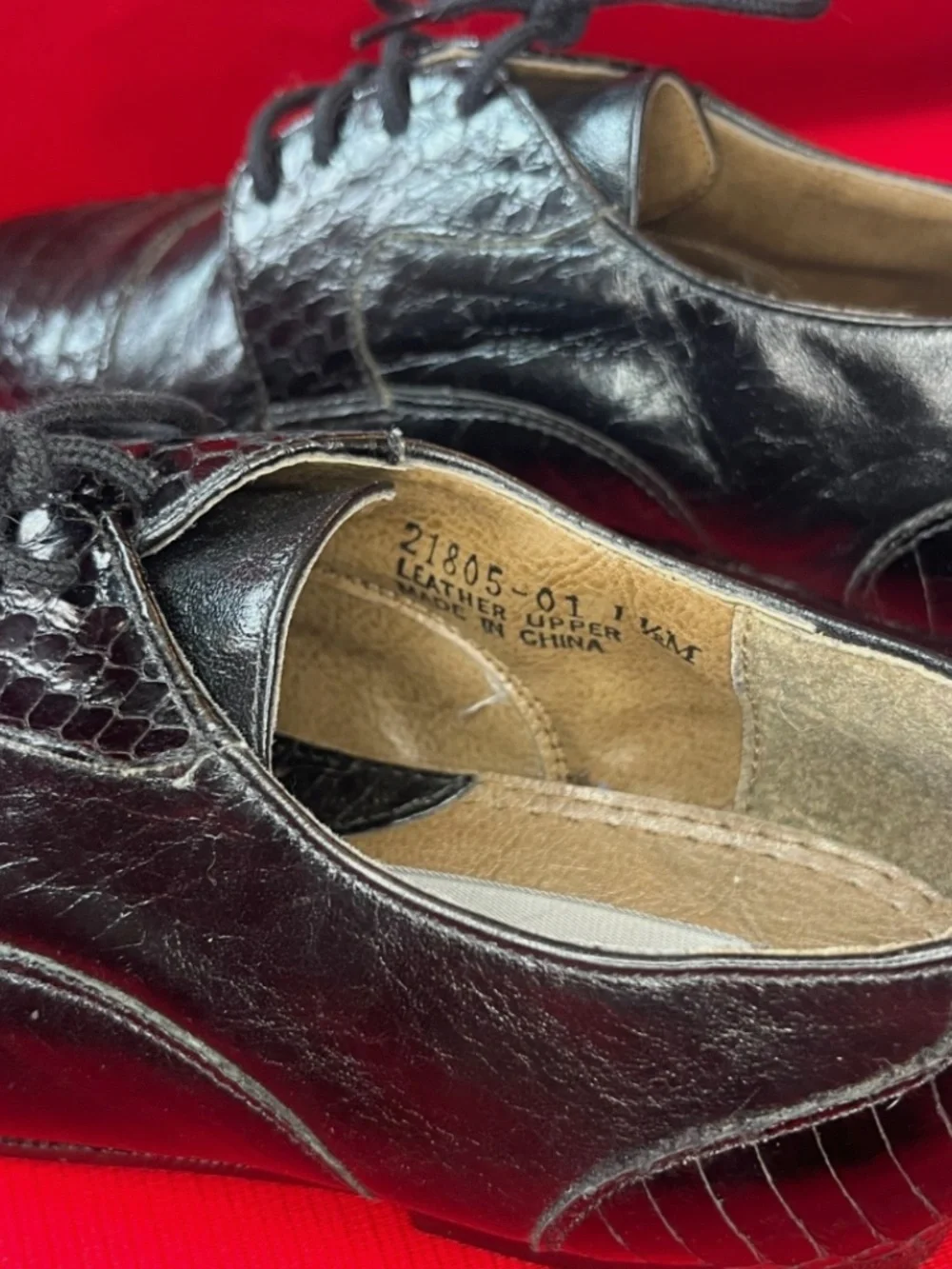 Vintage 90's Stacey Adams Children's Lace Up Oxford Snake Skin Dress Shoes